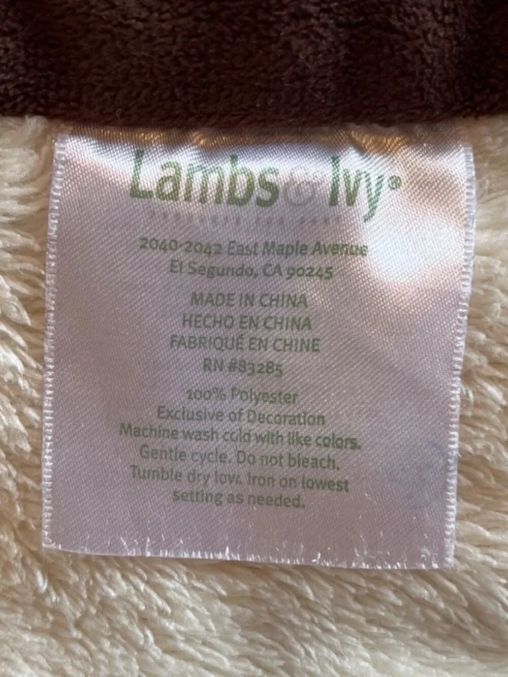 Lambs & Ivy Baby Blanket Beige Brown Hedgehog Porcupine Woodland Animal Security
